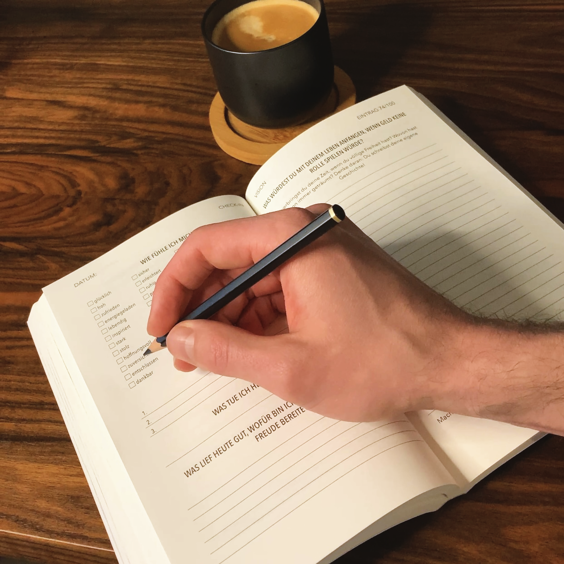 zen mode with writing hand